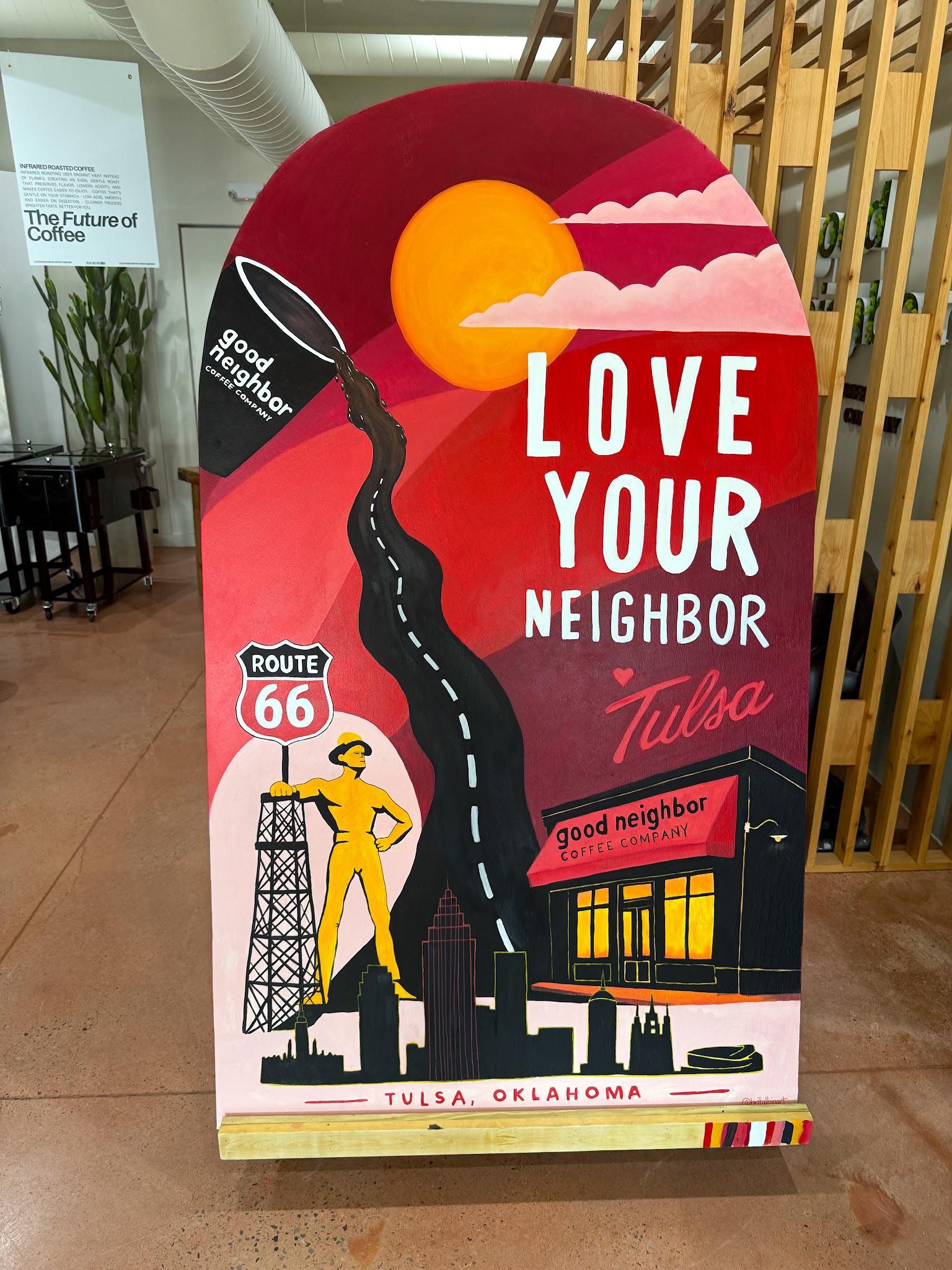 Finished Route 66 painting on display